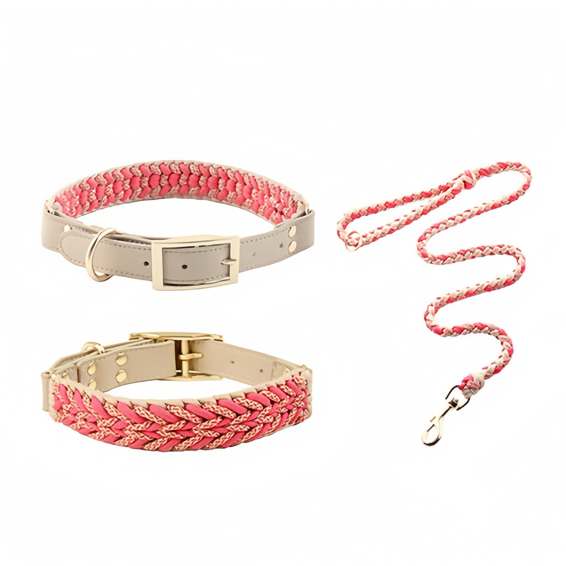 Omo Omo™ Hand-Woven Leather Collar and Leash Set