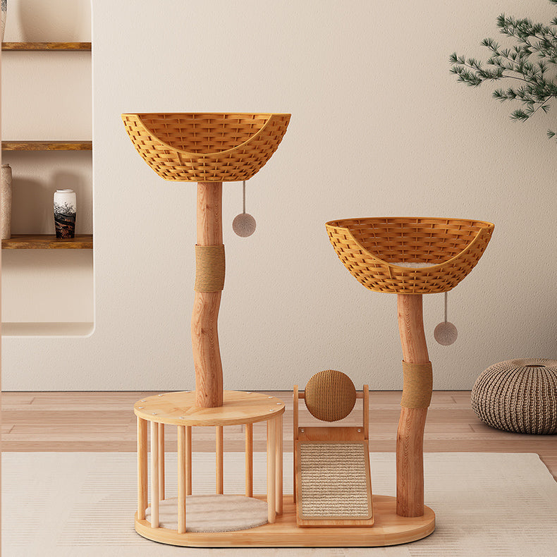 Wooden Flower Cat Tree Tower