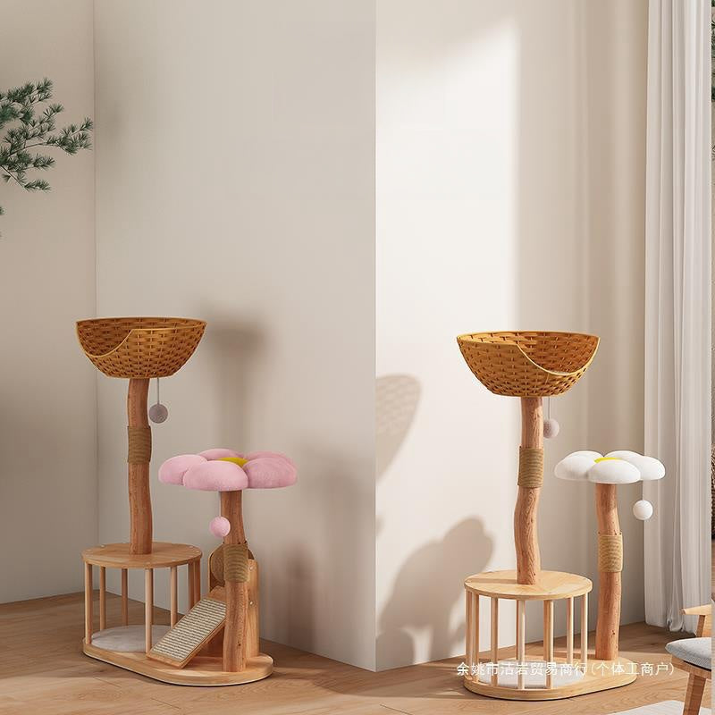 Wooden Flower Cat Tree Tower